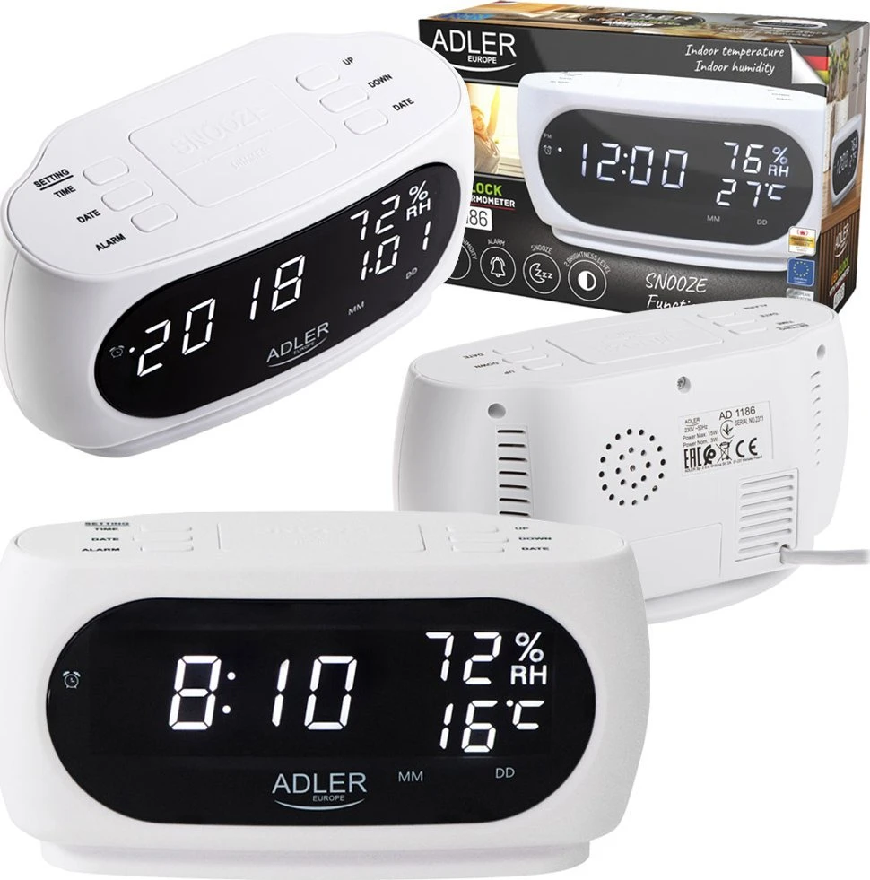 Adler AD 1186W Žadintuvas su drėgmės ir temperatūros matavimo funkcija
