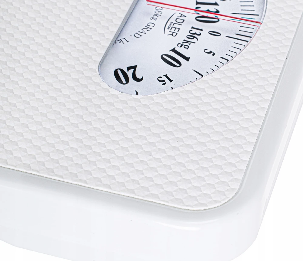 Virtuvinės svarstyklės Adler | Mechaninės vonios svarstyklės | AD 8179w | Didžiausias svoris (keliamoji galia) 136 kg | Tikslumas 1000 g | Baltas