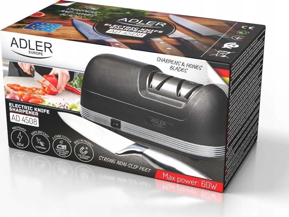 Adler AD 4508 Electric Peilis Sharpener, Juodas