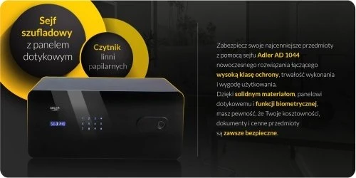 AD 1044 seifas su stalčiais, jutikliniu skydeliu ir pirštų atspaudų skaitytuvu