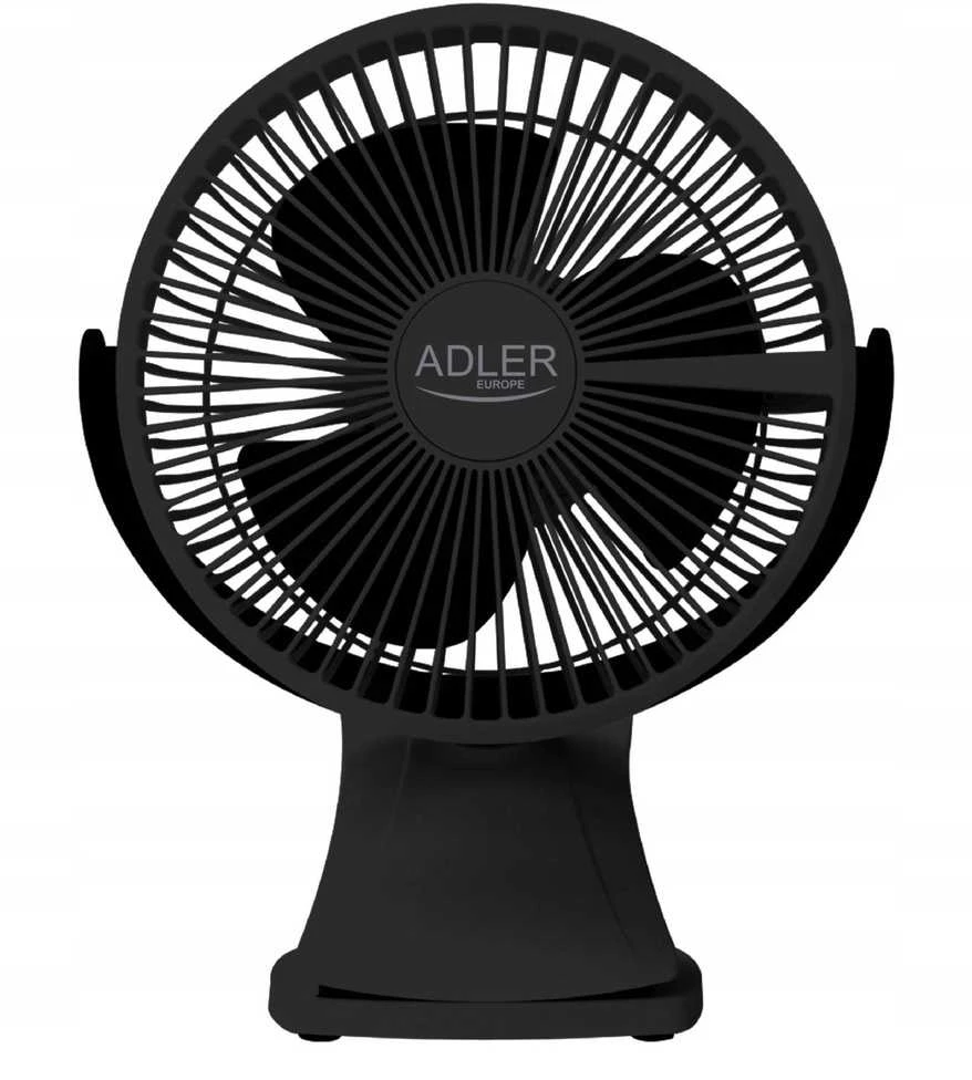 Ventiliatorius Adler Rechargeable Clip-on Desk Fan | AD 7342 | Table Fan | 5 W | Diameter 15.5 cm | Greičių skaičius 3 | Oscillation | Juodas