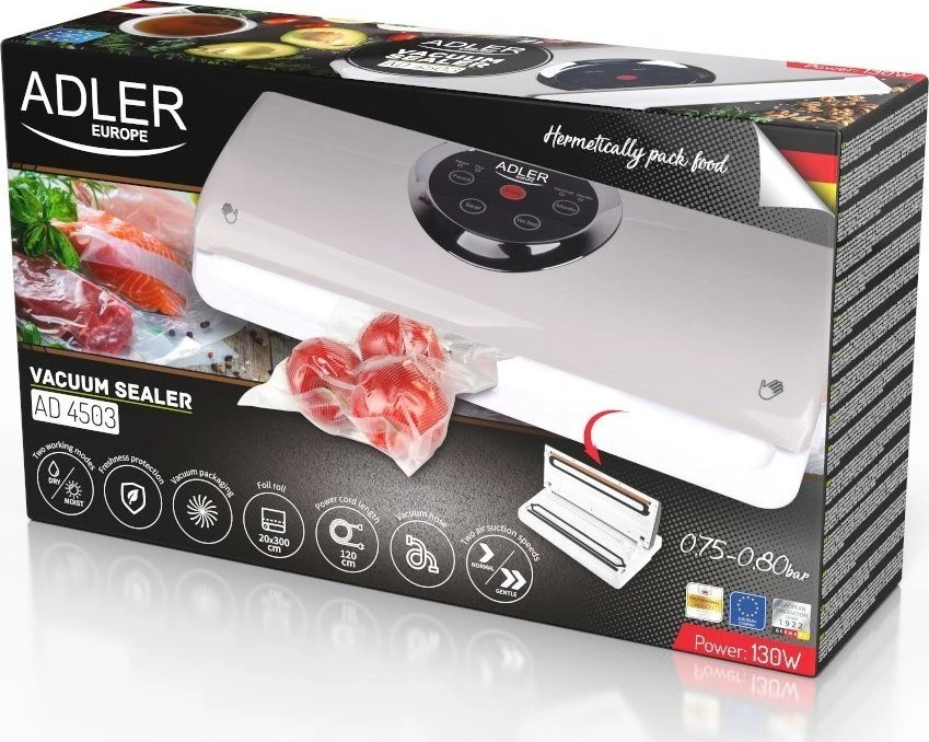 Adler | Vacuum Sealer | AD 4503 | Power 130 W | Baltas
