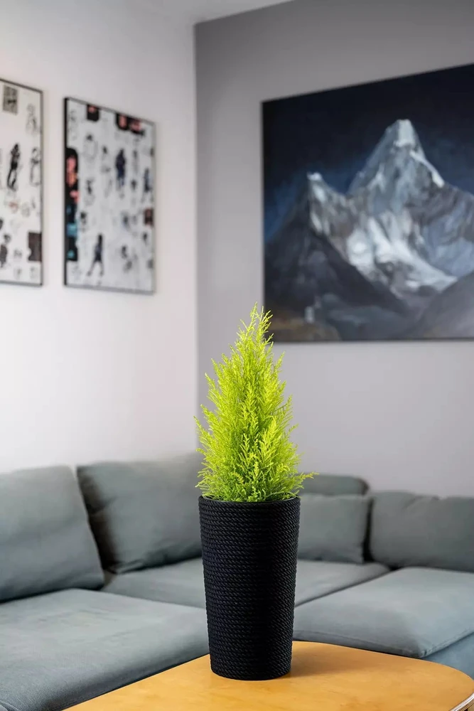 Adoni juodas medvilninis vazonas su įdėklu 22x36 cm – rankų darbo (adoni-ba-blk-36)