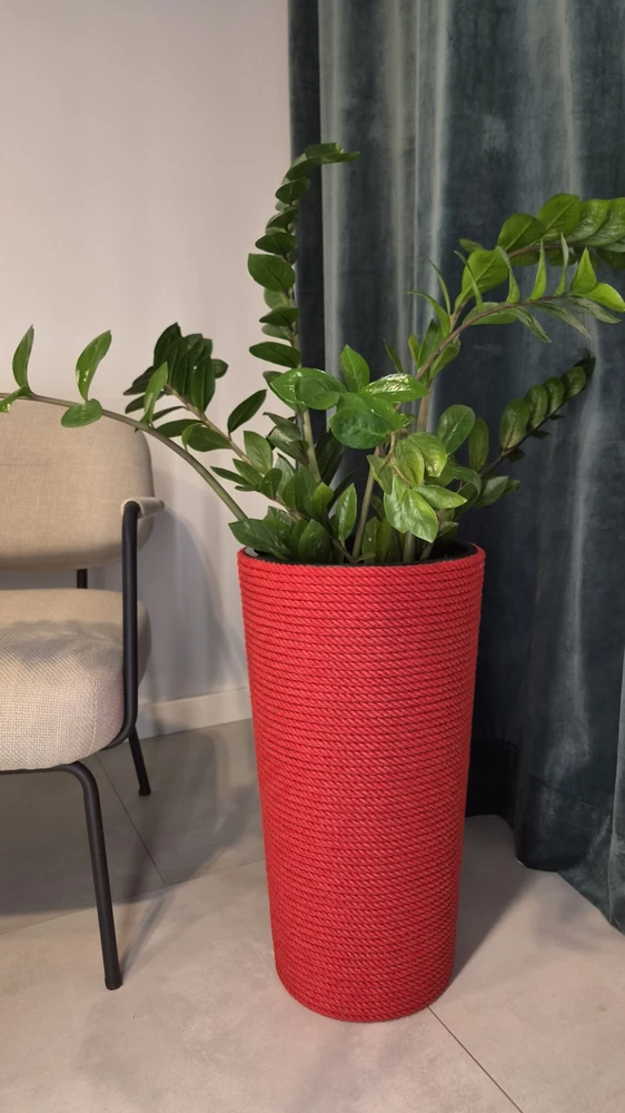 Adoni Doniczka bawełniana raudona su wkładem 57 cm – ręcznie robiona (adoni-ba-red-57)