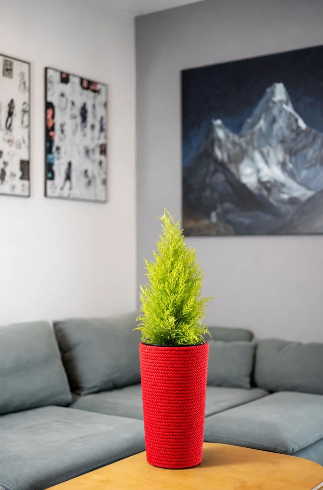 Adoni Doniczka bawełniana raudona su wkładem 36 cm – ręcznie robiona (adoni-ba-red-36)