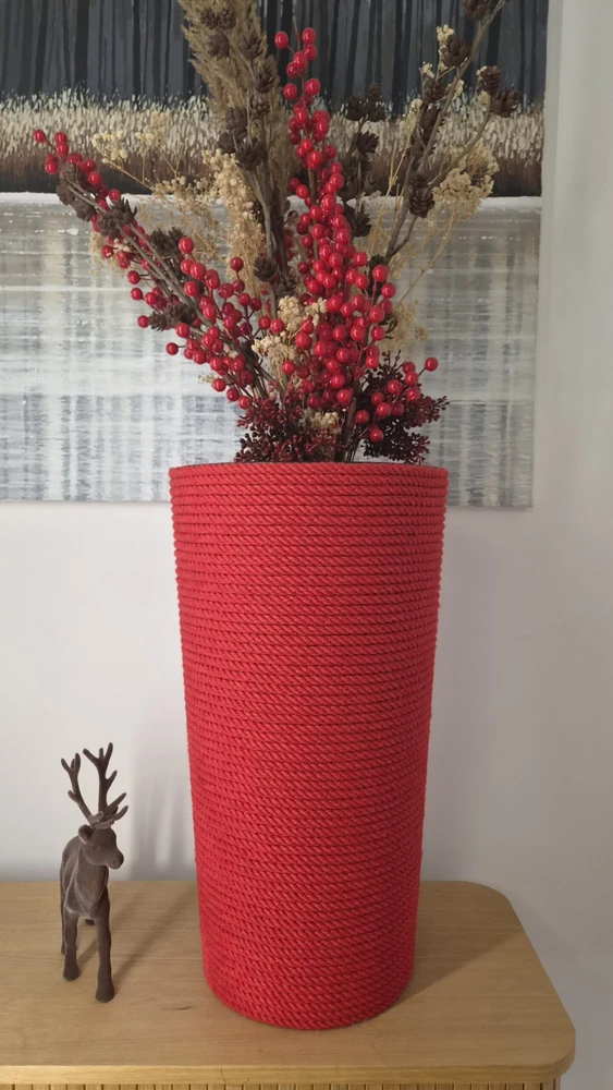 Adoni Doniczka bawełniana raudona su wkładem 57 cm – ręcznie robiona (adoni-ba-red-57)