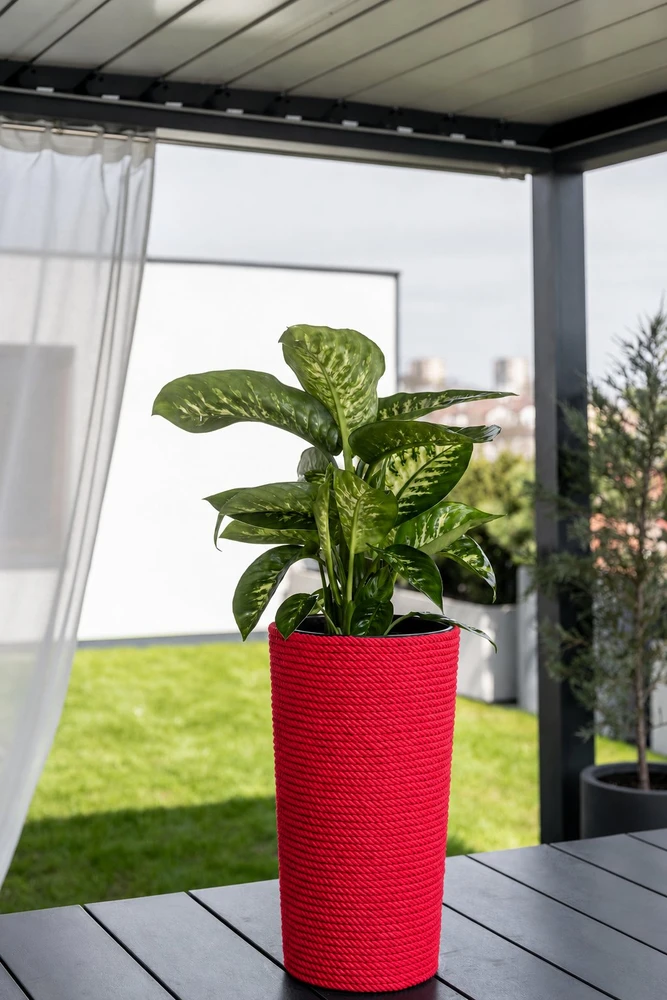 Adoni Doniczka bawełniana raudona su wkładem 47 cm – ręcznie robiona (adoni-ba-red-47)