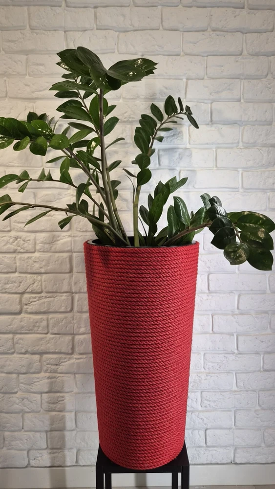 Adoni Doniczka bawełniana raudona su wkładem 47 cm – ręcznie robiona (adoni-ba-red-47)