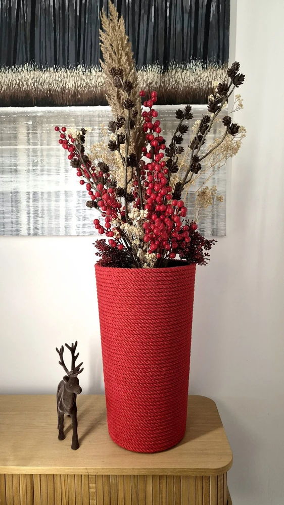 Adoni Doniczka bawełniana raudona su wkładem 47 cm – ręcznie robiona (adoni-ba-red-47)