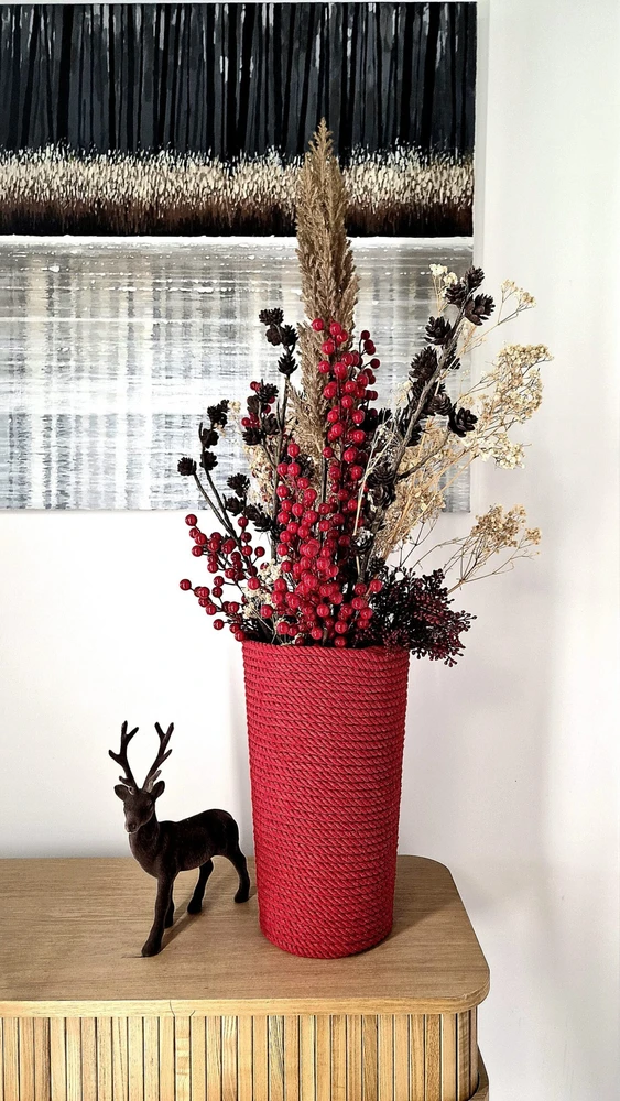 Adoni Doniczka bawełniana raudona su wkładem 36 cm – ręcznie robiona (adoni-ba-red-36)