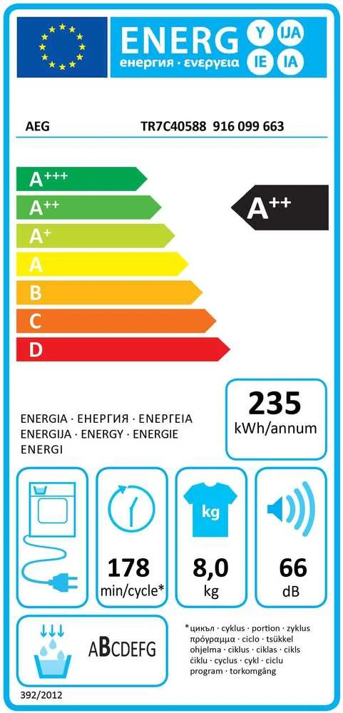 Džiovyklė Džiovintuvas drabužiams AEG Džiovintuvas pompowa TR7C40588 8kg wh A++
