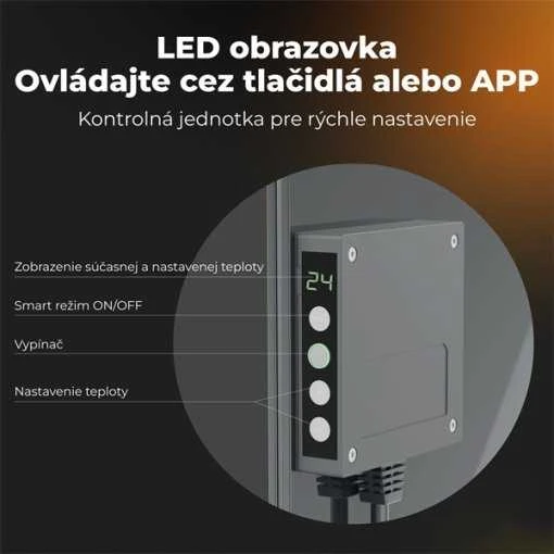 AENO Premium Eco Smart Heater, 700W, Grūdintas stiklas, Infraraudonųjų spindulių+konvekcinis šildymo tipas, LED ekranas, Kištuko tipas: Europa (E/F tipas), Pilkas