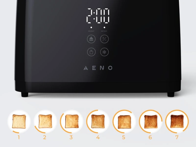 Skrudintuvas AENO TS2B Electric Toaster, 780-930W, Digital Ekranas, 7 Levels, Juodas