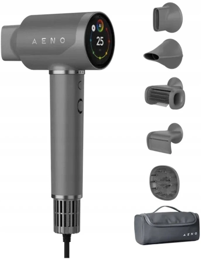 Plaukų džiovintuvas AENO HD5G AI ProDryer, 1500W, 5+ Modes, LCD, 110000 RPM, Pilkas