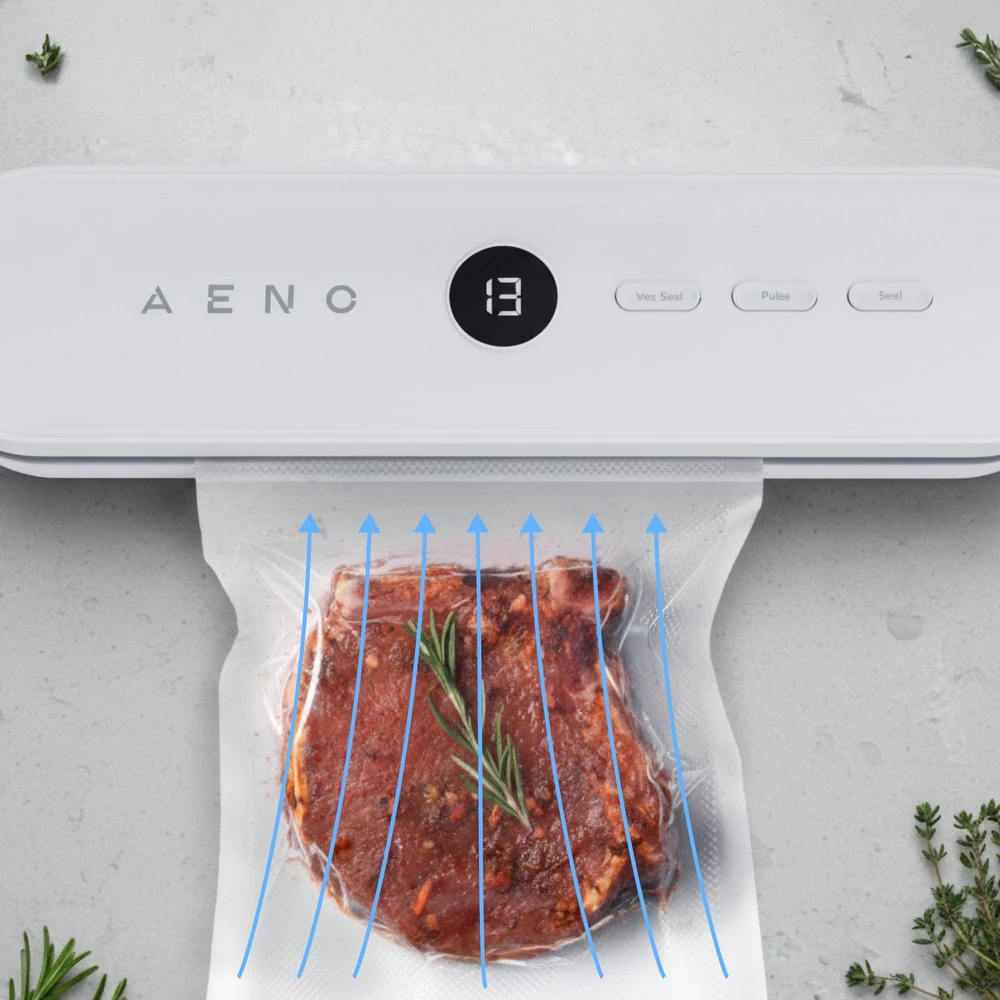 AENO VS3 Vacuum Sealer, LED Ekranas, 80W, 65kPa (+/-5kPa), Baltas