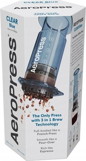 AeroPress Clear Blue pakuotės dizainas