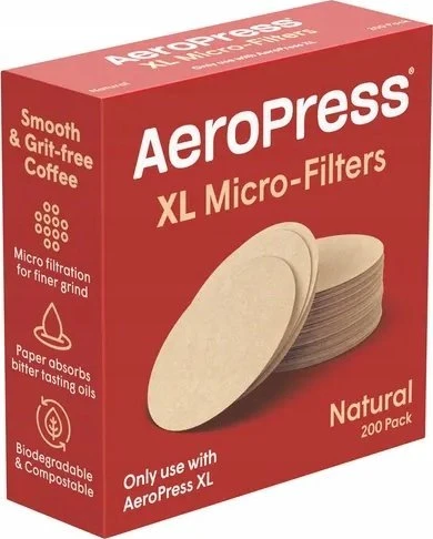 AeroPress XL filtrai: natūralaus popieriaus diskų pakuotė