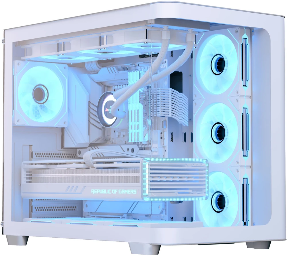 „Aerocool P500C“ kompiuterio korpusas, vidutinio dydžio bokštas, ATX, grūdintas stiklas · baltas