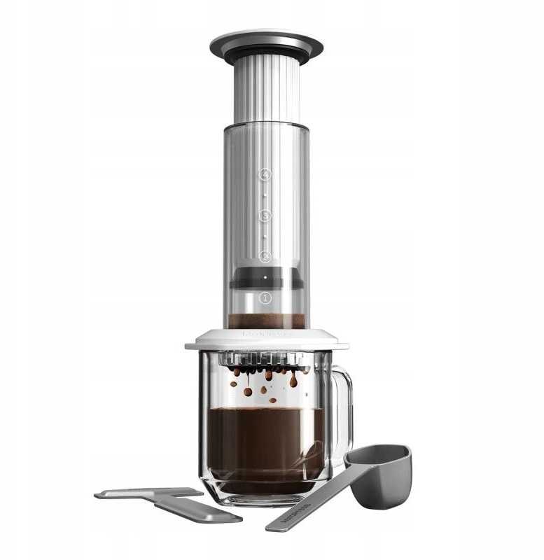 „AeroPress Premium“ – stiklinis kavos virimo aparatas, baltas