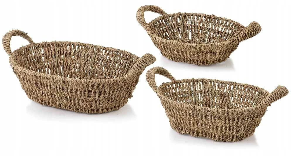 Affek Design AMPARO 3 KREPŠIŲ RINKINYS Ovalus30x23x9/27x20x8/24x17x7cm žolė