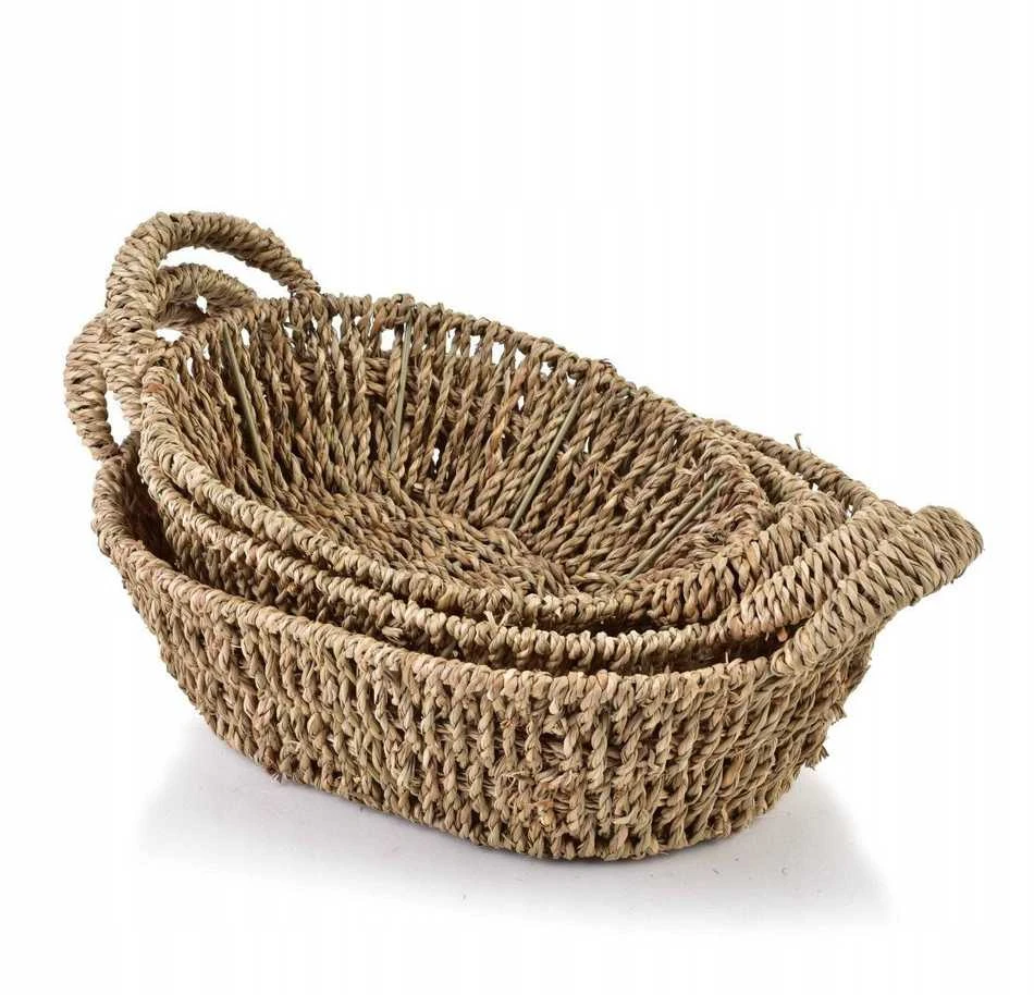 Affek Design AMPARO 3 KREPŠIŲ RINKINYS Ovalus30x23x9/27x20x8/24x17x7cm žolė