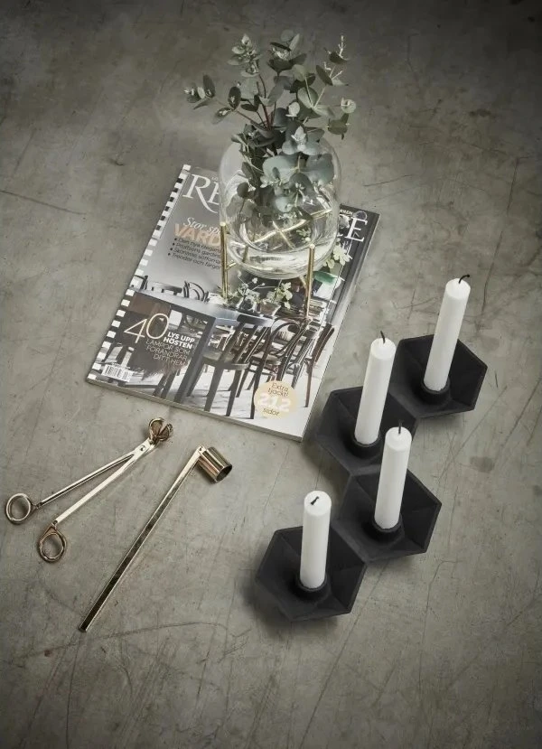 Affek Design Set Žvakidė ir Žvakių Žirklės Bercato - 18x6cm - 19x2,7 cm - Nerūdijantis plienas - auksinė danga - Auksinė