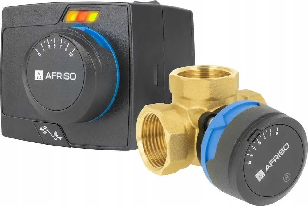 Afriso 3 krypčių rotacinis maišymo vožtuvas ARV 384 Vario ProClick + ARM 343 ProClick pavara, DN25, Rp1", Kvs 4,5-12