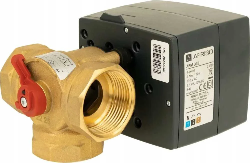 Afriso 3 krypčių rotacinis maišymo vožtuvas ARV 385 Vario ProClick + ARM 343 ProClick, DN32, Rp1 1/4", Kvs 7,5-19