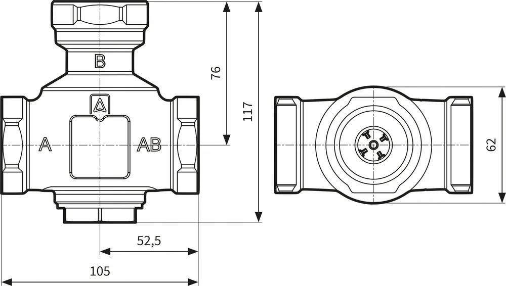 Afriso temperatūros vožtuvas ATV 553, DN32, Rp1 1/4'', kvs 9, 45°C