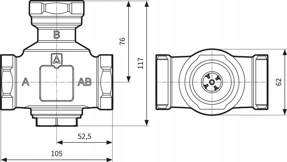 Afriso temperatūros vožtuvas ATV 554, DN32, Rp1 1/4'', kvs 9, 50°C