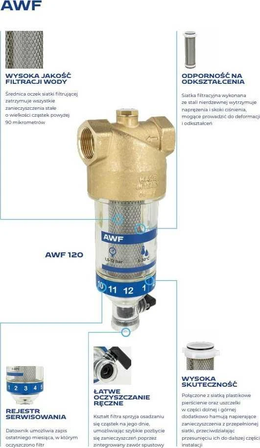 Afriso AWF120 3/4 geriamojo vandens filtras su atbuliniu plovimu 4212000