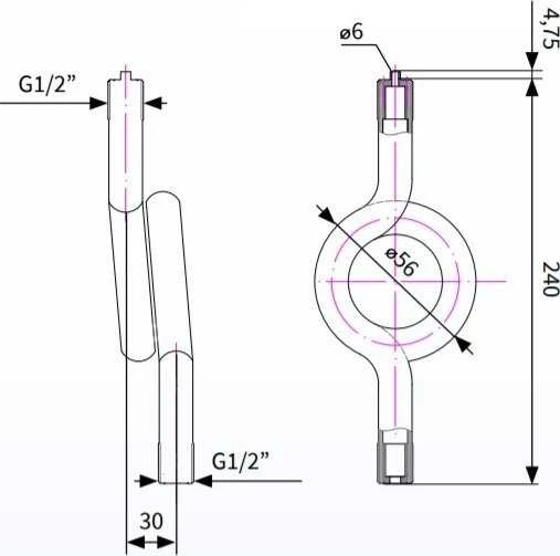 Afriso sifonas Spiralinis sifono vamzdelis, 2x G1 / 2", PN25