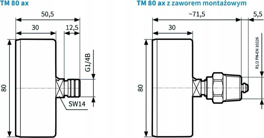 Afriso Termomanometr TM80 0-10bar 1/2 AX 20-120^C (S)A