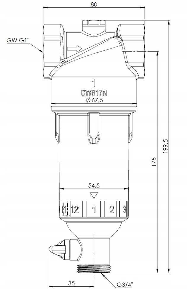 Afriso vandens filtras AWF 130, atbulinis plovimas, G1" sriegis 4213000