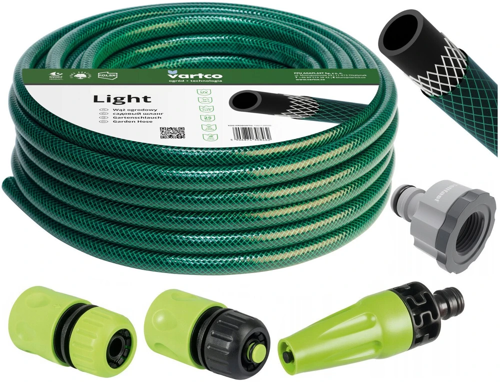 Agaplast Žarna 20 m 1/2 colio Vartco sodo žarna + jungtys + laistymo sistema