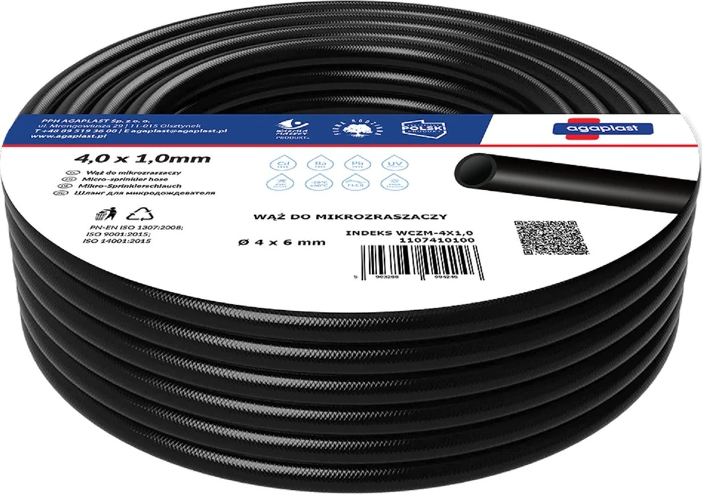 Agaplast Žarna Vartco mikro laistymo žarna 4,0 mm x 1,0 mm 50 m