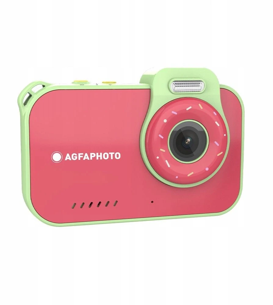 „Agfaphoto“ 12 megapikselių 2,7 tūkst. kadrų skiriamoji geba, 2x objektyvai, povandeninė kamera, atspari vandeniui iki 3 m + žaidimai / aviečių spalvos