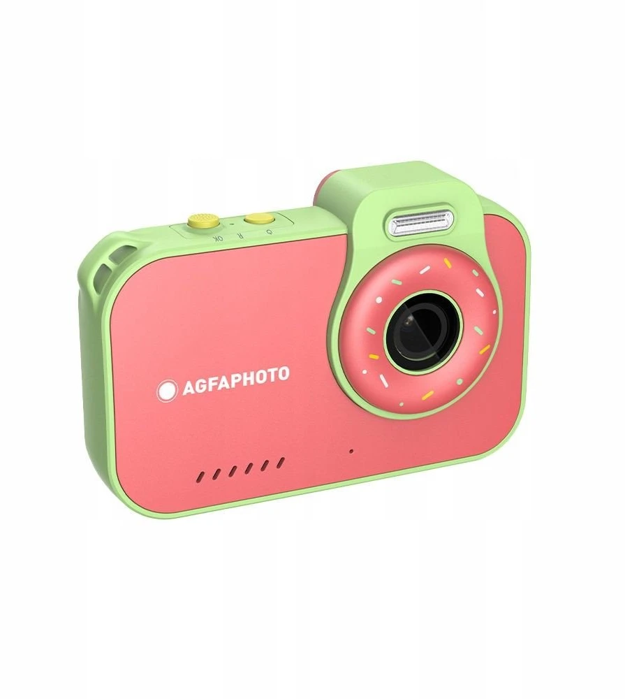 „Agfaphoto“ 12 megapikselių 2,7 tūkst. kadrų skiriamoji geba, 2x objektyvai, povandeninė kamera, atspari vandeniui iki 3 m + žaidimai / aviečių spalvos