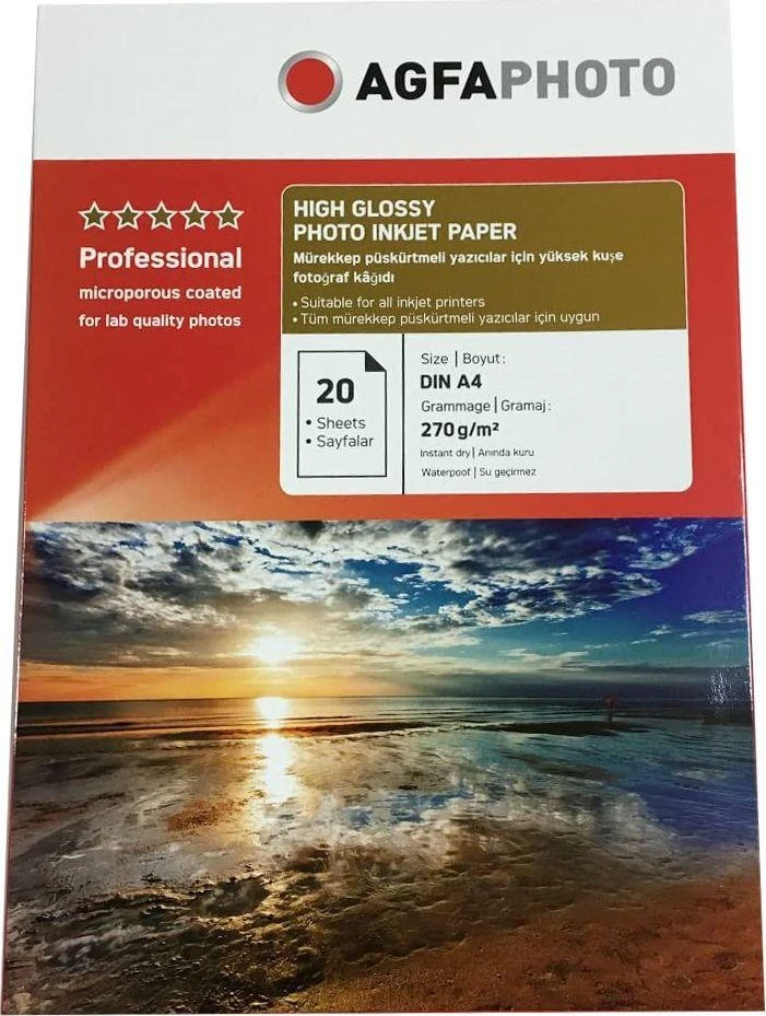 Agfaphoto fotopopierius A4 Professional High Glossy 260g 20 lapų