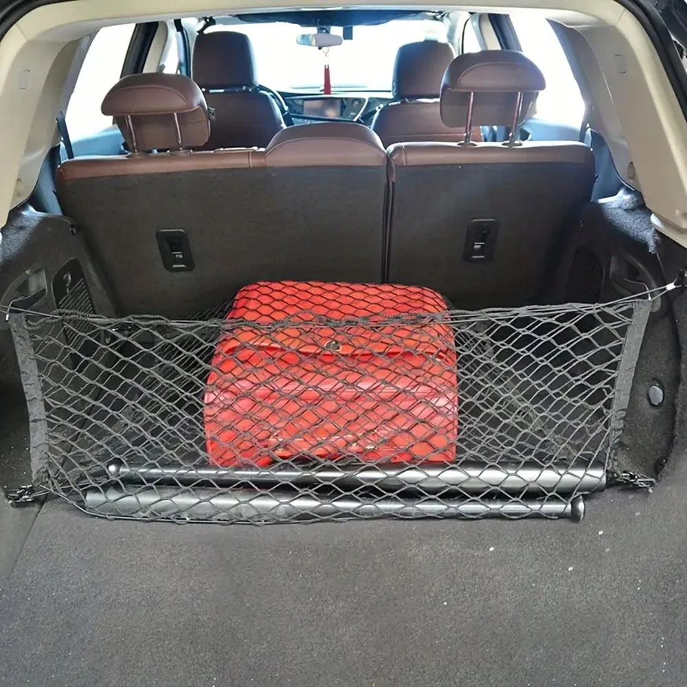 AGM Didelis elastingas automobilinės bagažinės tinklelis su kišene 110x40, juodas