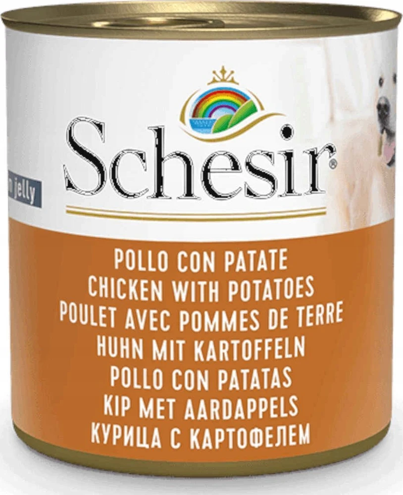 Agras Pet Foods Drėgnas Šunų Maistas - Schesir Vištiena su Bulvėmis Želė - 285g Be Glitimo