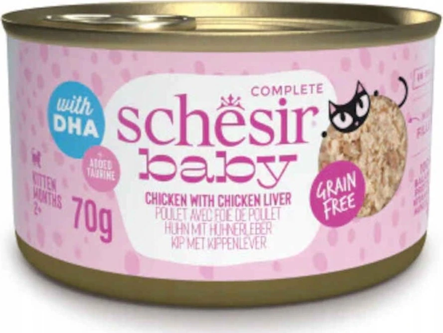 SCHESIR Baby vištiena su kepenėlėmis sultinyje - šlapias kačiukų maistas - 70 g