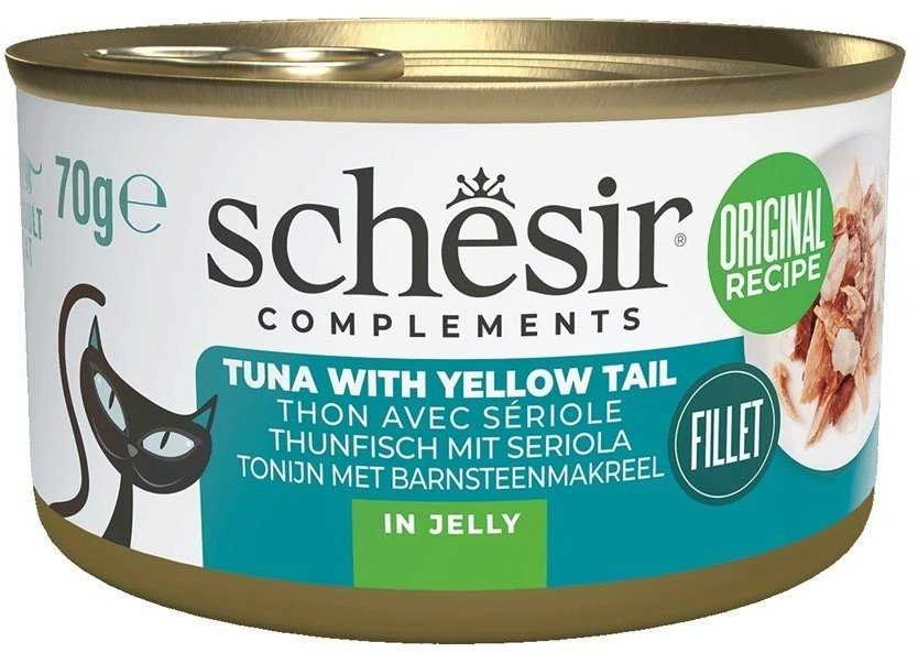 SCHESIR Complements tunas su geltonuodegėmis drebučiuose - šlapias kačių ėdalas - 70 g