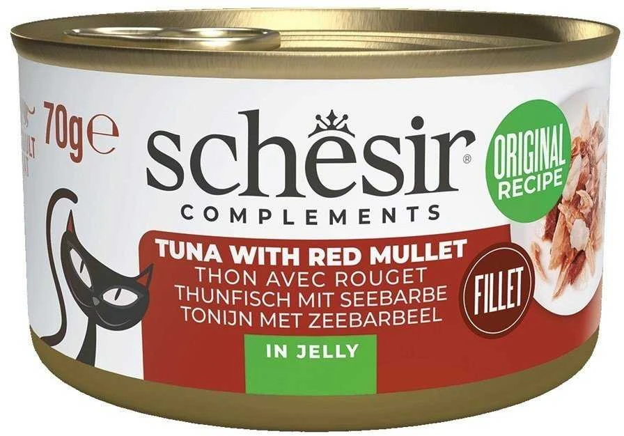 SCHESIR Complements tunas su raudonosiomis kefalėmis drebučiuose - šlapias kačių ėdalas - 70 g