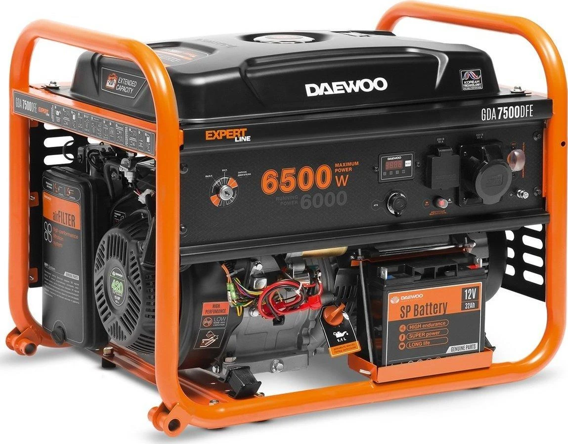 Daewoo benzinins/dujinis generatorius GDA 7500DFE 6kW el. starteris