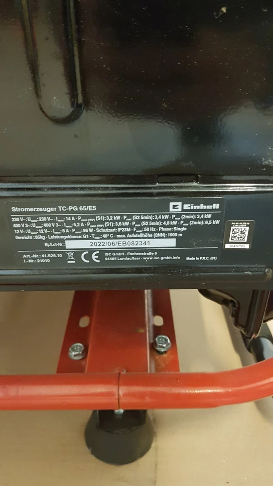Agregat Einhell Einhell petrol generator TC-PG 65/E5, generator (red/juodas, 8.0 kW)