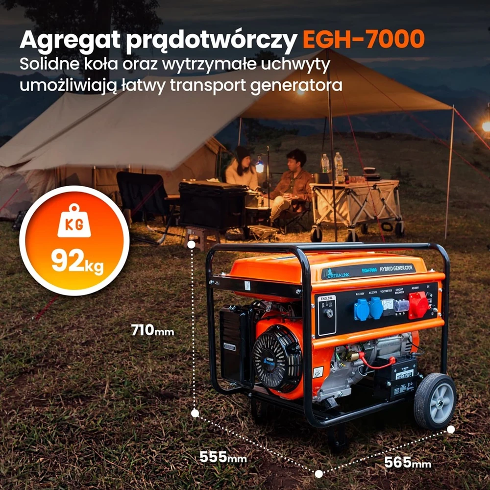 Hibridinis elektros generatorius Extralink EGH-7000 (dujos/benzinas), 7kW