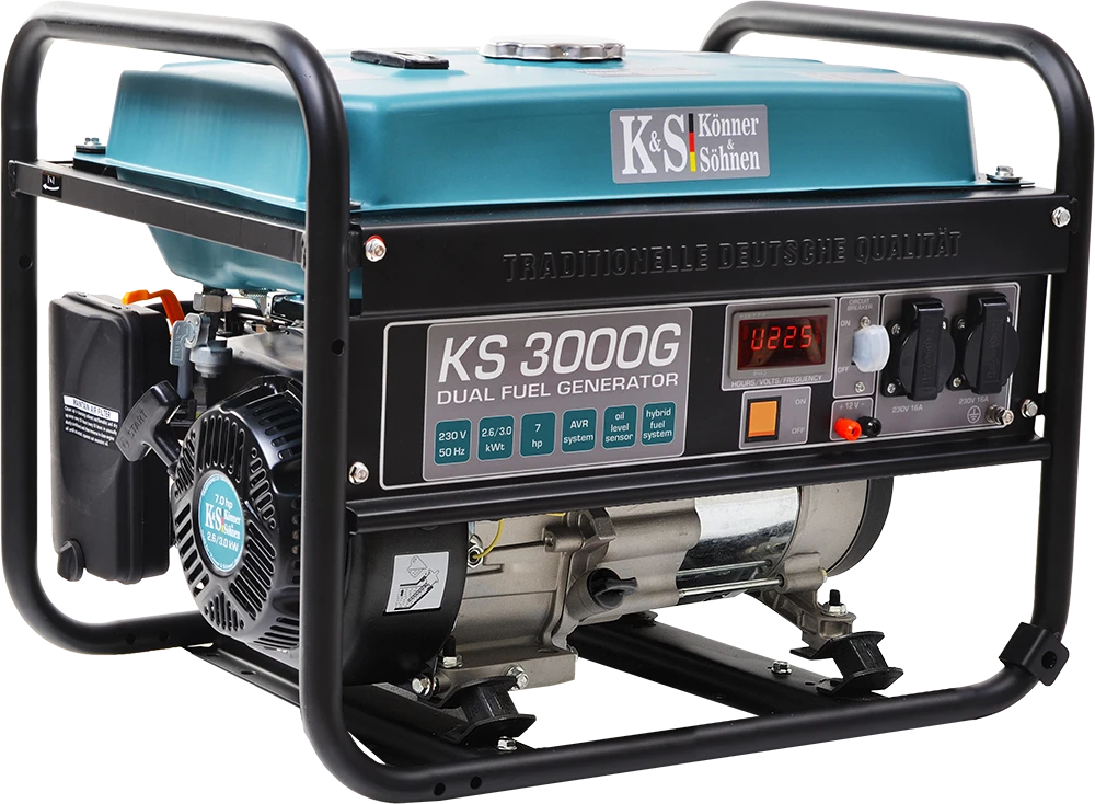 Hibridinis (benzinas/dujos) generatorius Könner & Söhnen, 2,6kW 230V KS 3000 G