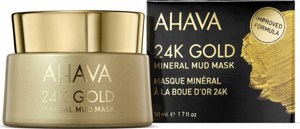 AHAVA 24K Gold Mineral Mud Mask aukso mineralinė purvo kaukė, 50 ml