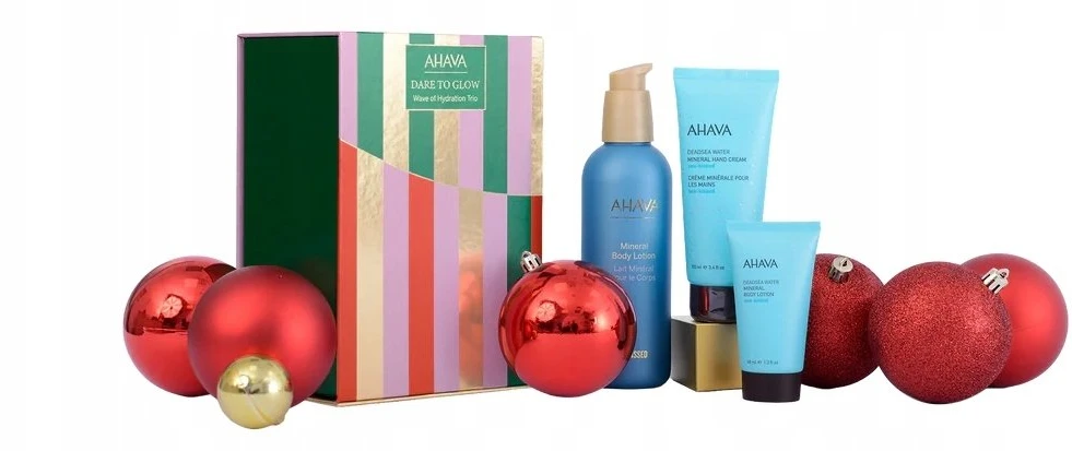 AHAVA DARE TO GLOW WAVE OF HYDRATION TRIO Dovanų rinkinys (rankų kremas 100 ml + dušo gelis 40 ml + mineralinis kūno losjonas 250 ml)